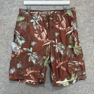 Fox Sports Board Swim Shorts Mens 34 Comb Pocket Floral Unlined Surf‎ Brown